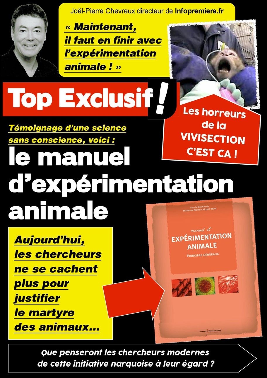 Expérimentation animale, le manuel professionnel de trop !