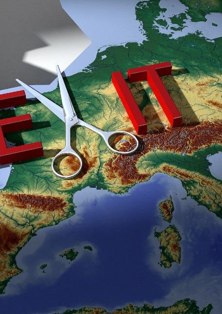image : l'europe cpoupée par le Bexit avec une paire de ciseaux